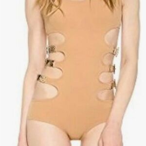 Michael Kors COLLECTION Side Belt Cut-Out Maillot. Sz 12 NWT $494 it’s a wow!!!!